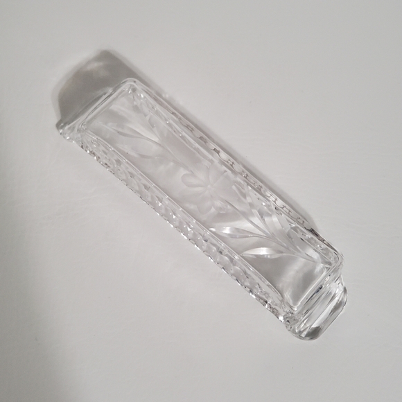 Crystal Sugar Cube Server Dish Flower Daisy Floral Clear - Picture 4 of 5